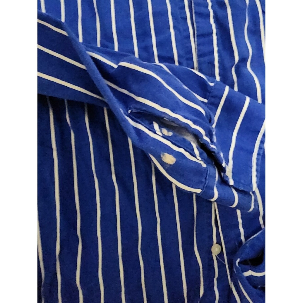 Lauren Ralph Lauren Pajama Set XL Blue White Stripe Button Top Pants Set - Picture 4 of 11